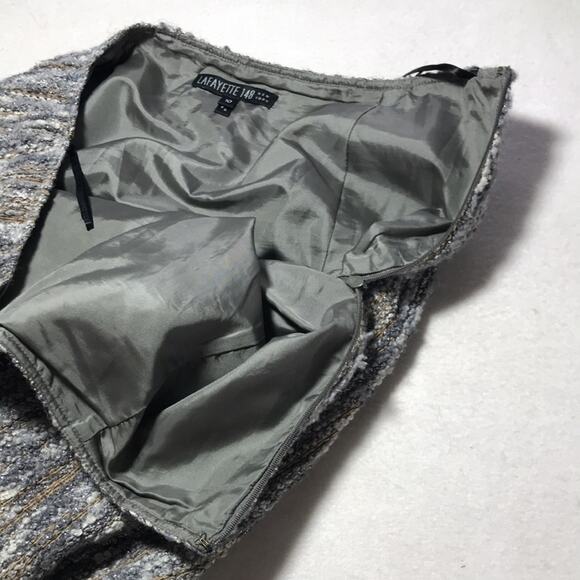 Lafayette 148 New York wool silk tweed woven midi skirt gray brown shimmer 10 - Picture 10 of 10
